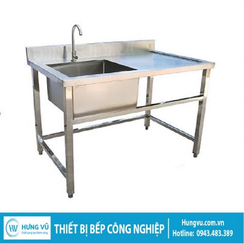 Chậu rửa inox một hố kèm bàn để đồ