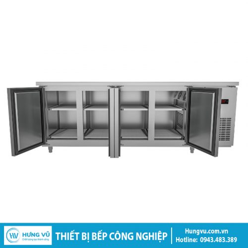 Tủ Bàn Mát Inox 4 Cánh Có Quạt Gió