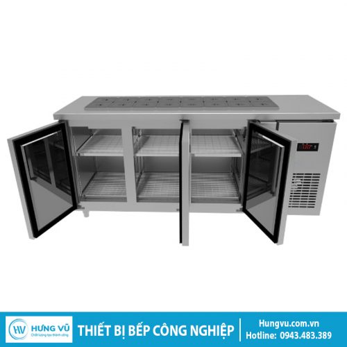 Tủ Bàn Mát Quạt Gió 3 Cánh Mở Kính