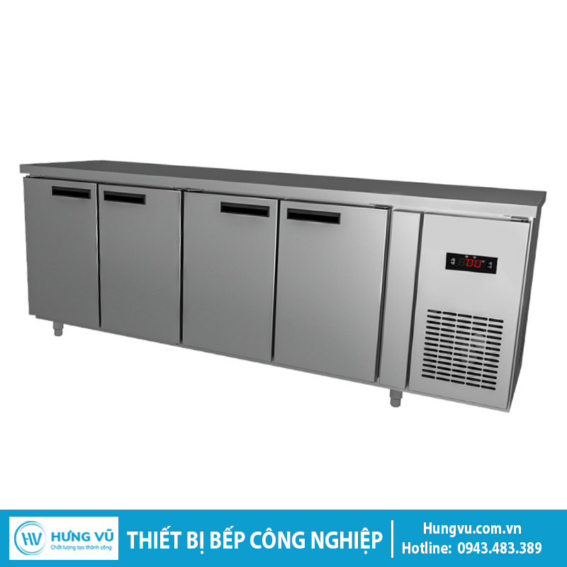 Tủ Bàn Mát Quạt Gió 4 Cánh Mở Inox