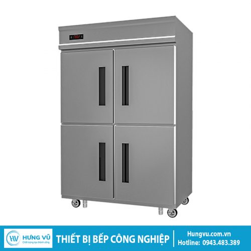 Tủ Đông Mát Đứng Quạt Gió 4 Cánh Mở Inox