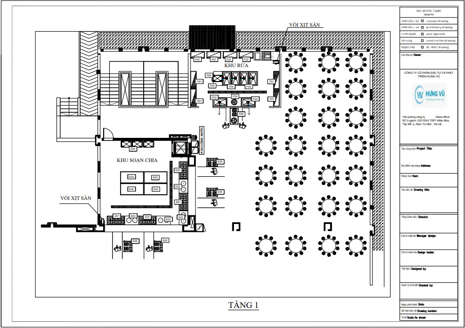 bản vẽ thiết kế khu thu - chia đồ ăn 