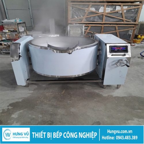 chảo xào nghiêng tay quay điện từ 30kw